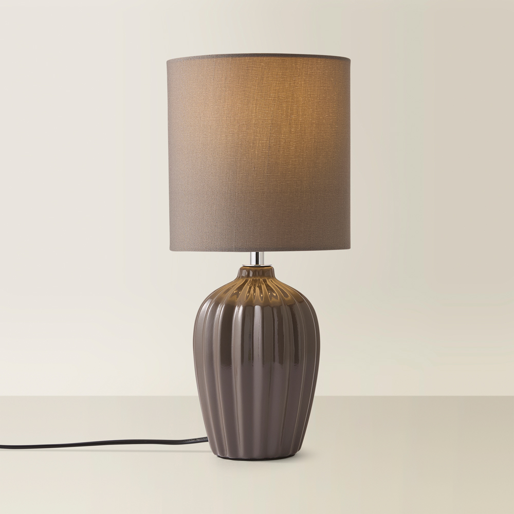 ValueLights Carbone Grey Shade Ceramic LED Table Lamp Image 5