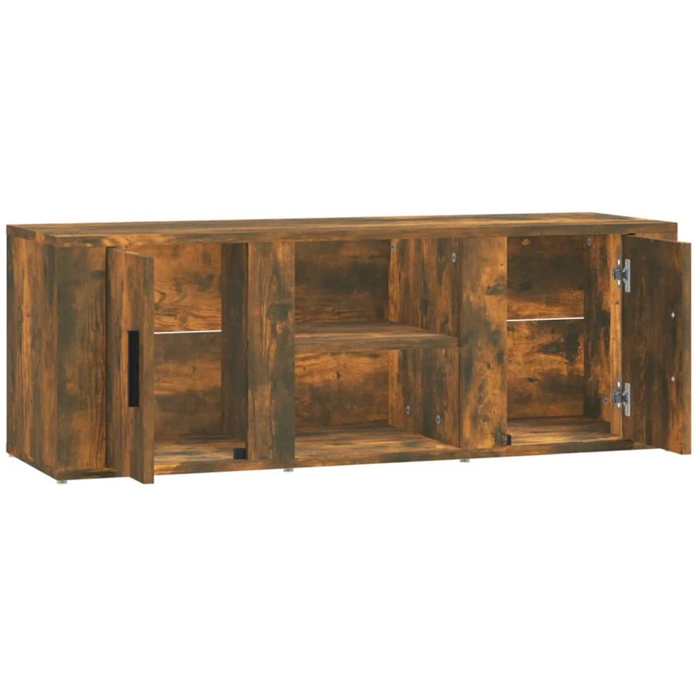 vidaXL 2 Door 2 Shelf Smoked Oak Wide TV Cabinet Image 6