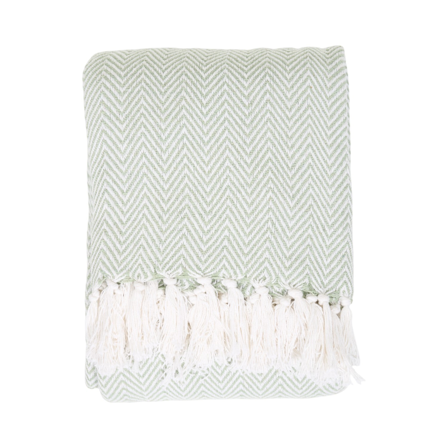 Winkworth Herringbone Pattern Throw Green Image 3