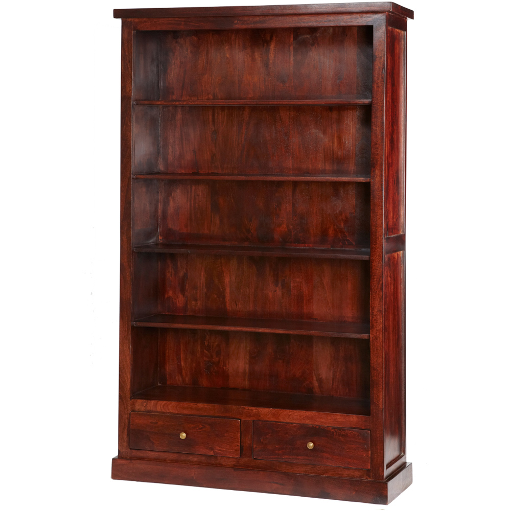 Brooklyn Esma 2 Drawer 5 Shelf Dark Mango Large Bookcase Image 2