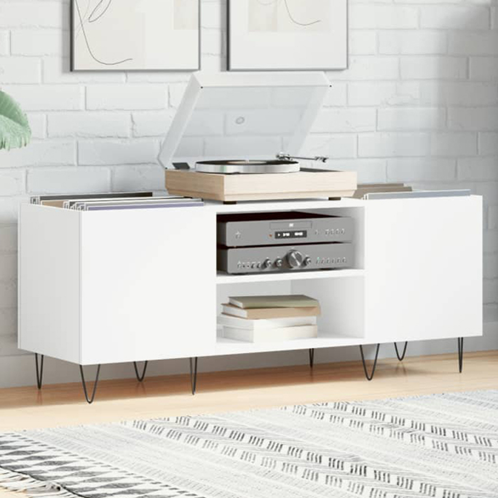 vidaXL 2 Shelf White Record Cabinet Image 1