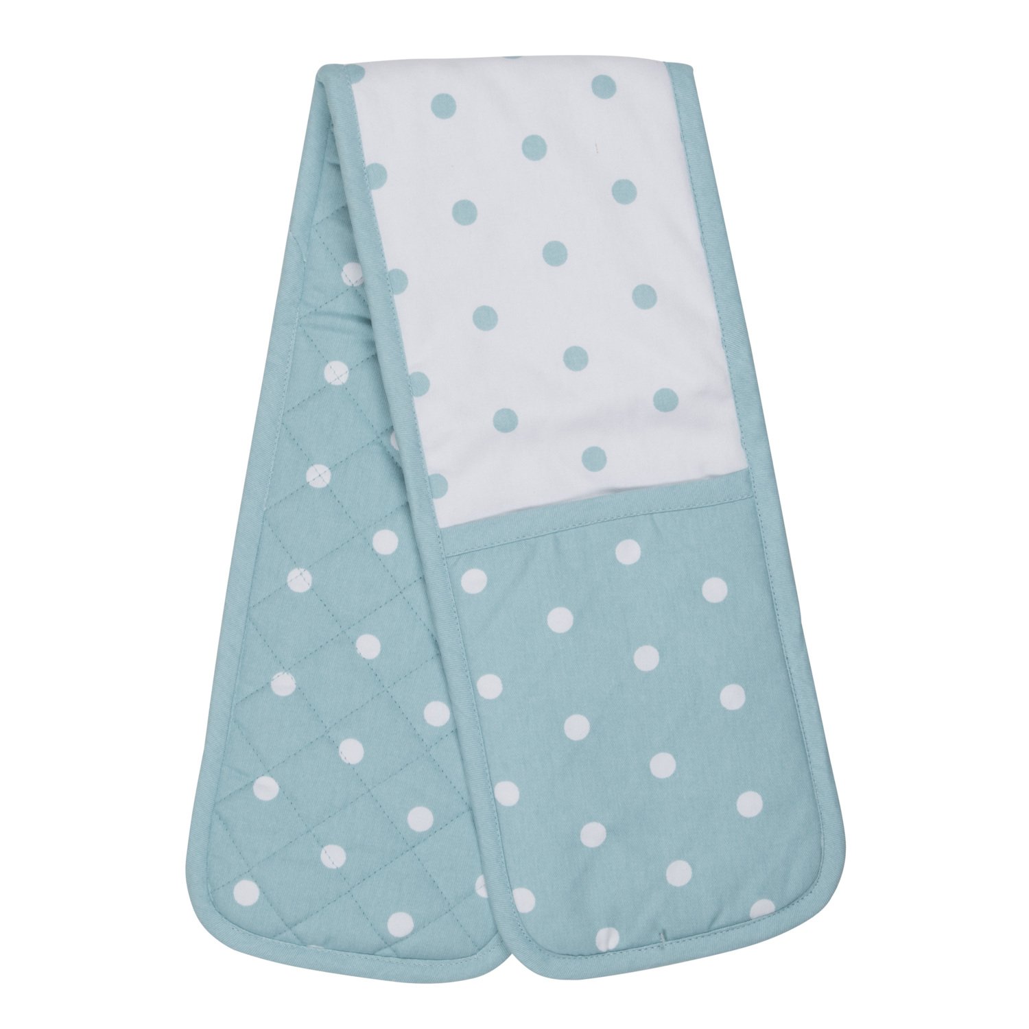 Polka Dot Double Oven Glove - Duck Egg Image