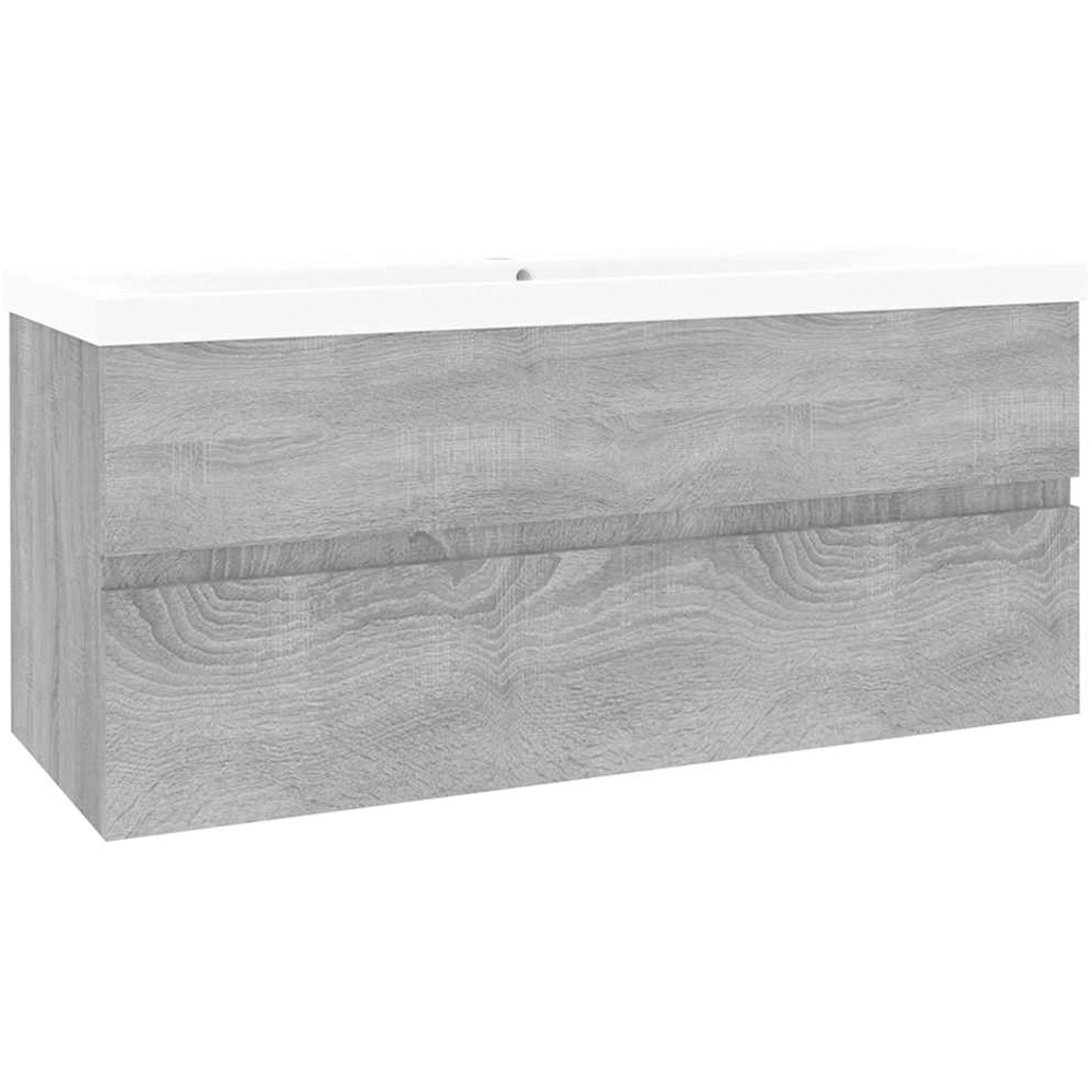 vidaXL 2 Drawer Grey Sonoma and White Sink Cabinet with Basin Image 3