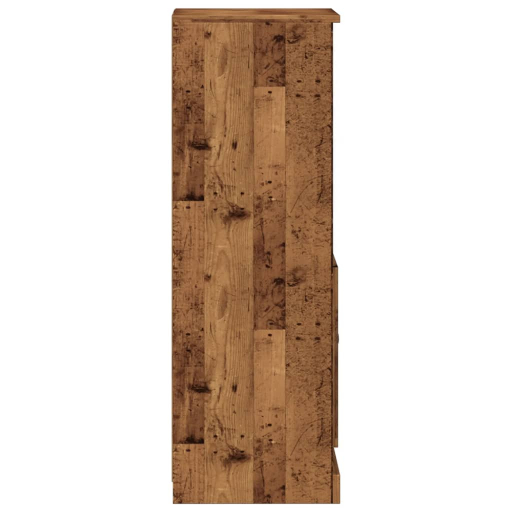 vidaXL Single Door 2 Shelf Old Wood Highboard Image 6
