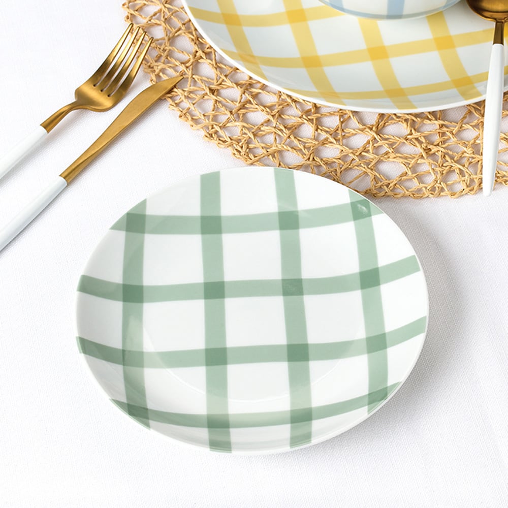 Waterside Gingham Pastels 12 Piece Dinner Set Image 6