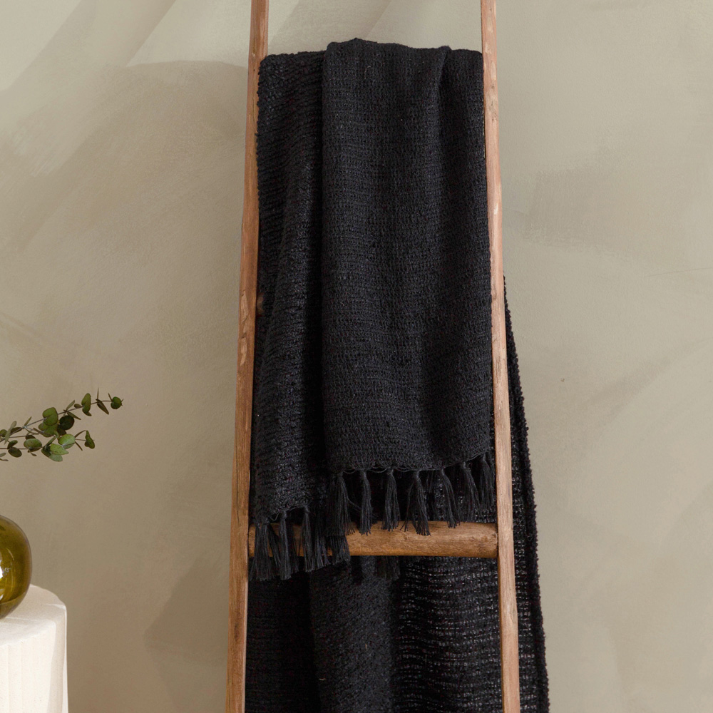 Yard Candar Black Textured Boucle Throw Image 2