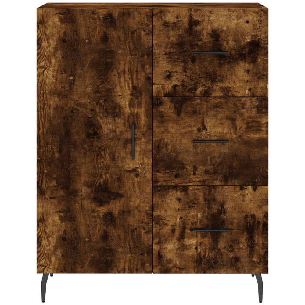 vidaXL Single Door 3 Drawer Smoked Oak Sideboard Image 5