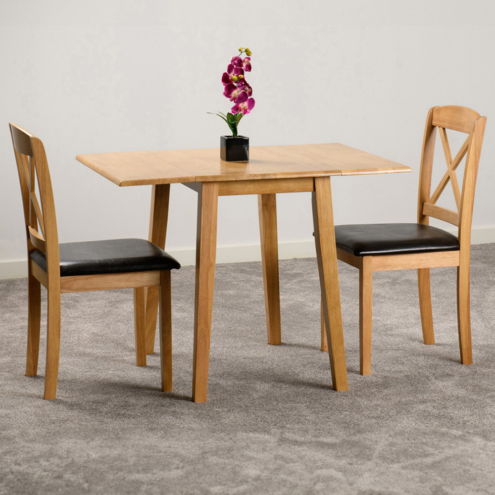 Seconique Mason 2 Seater Dining Set Oak Varnish and Brown Image 1
