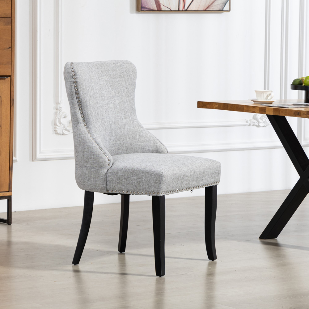 Artemis Home Rodello Set of 2 Light Grey Fabric Dining Chair Image 6