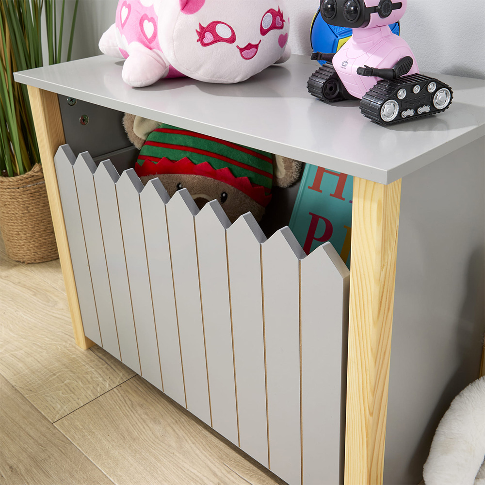 Home Source Ziggy Single Drawer Matt Grey Picket Fence Design Kids Storage Unit Image 8