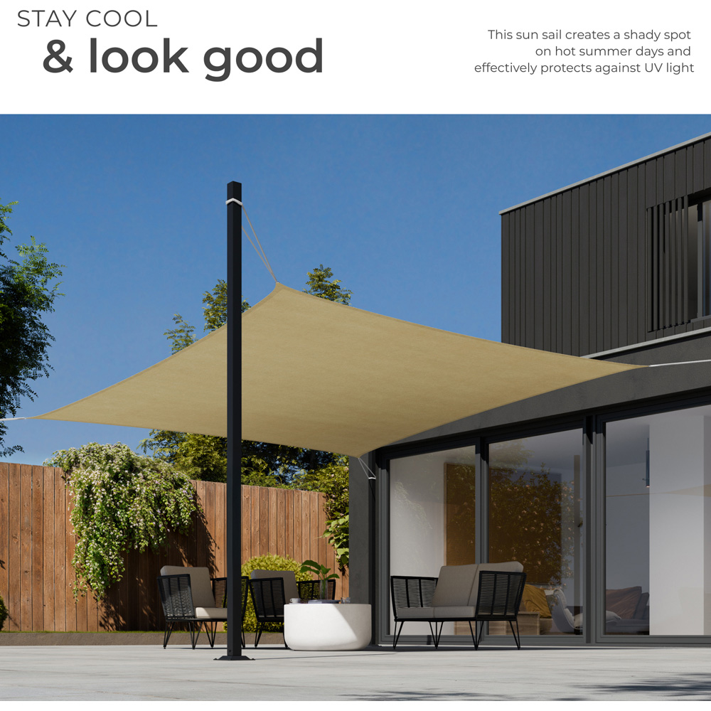 tectake Beige UV 50+ Rectangular Shade Sail 360cm Image 4