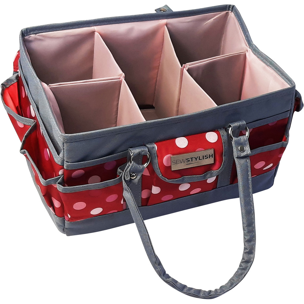 Sewing Online PT900-RED-POLKA Red Polka Deluxe Tote Organiser 30 x 20 x 18cm Image 3