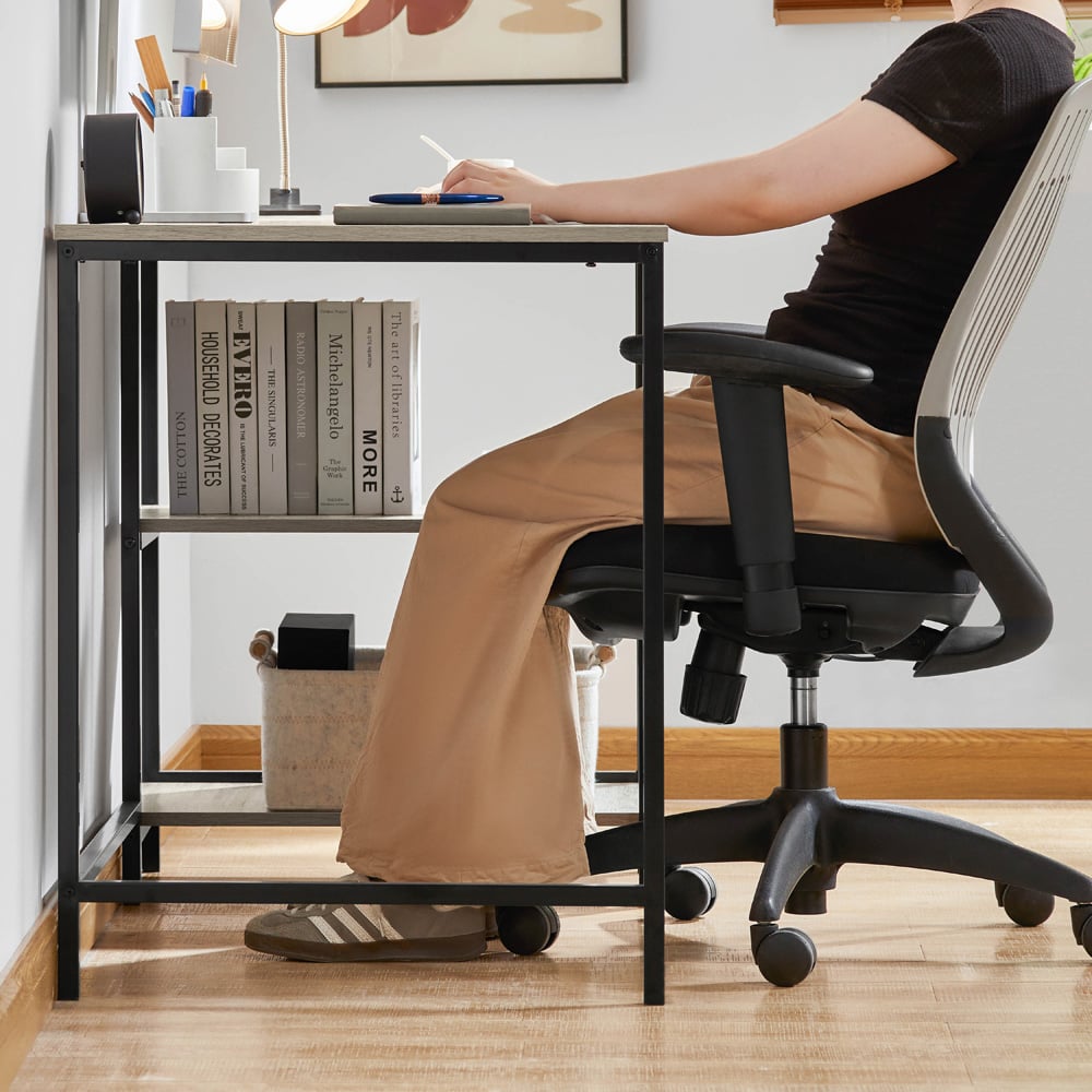 Vida Designs Brooklyn 2 Shelves Desk Grey Wood Image 5