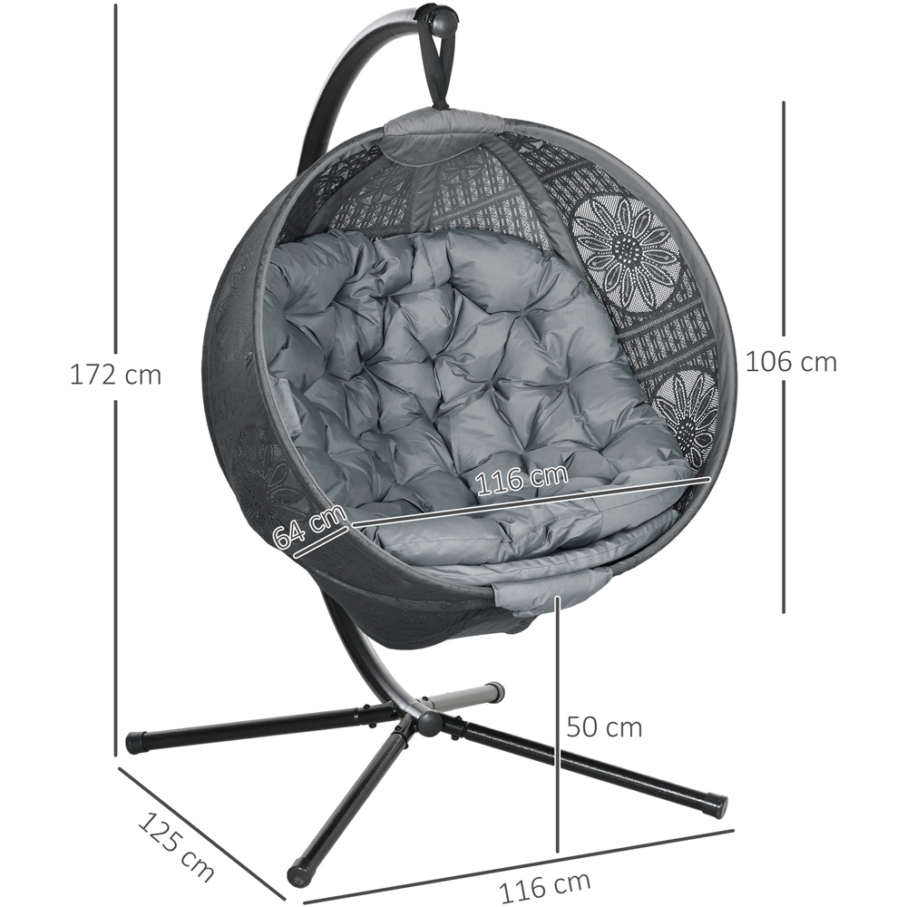 Outsunny Charcoal Grey Hanging Swing Chair Image 9