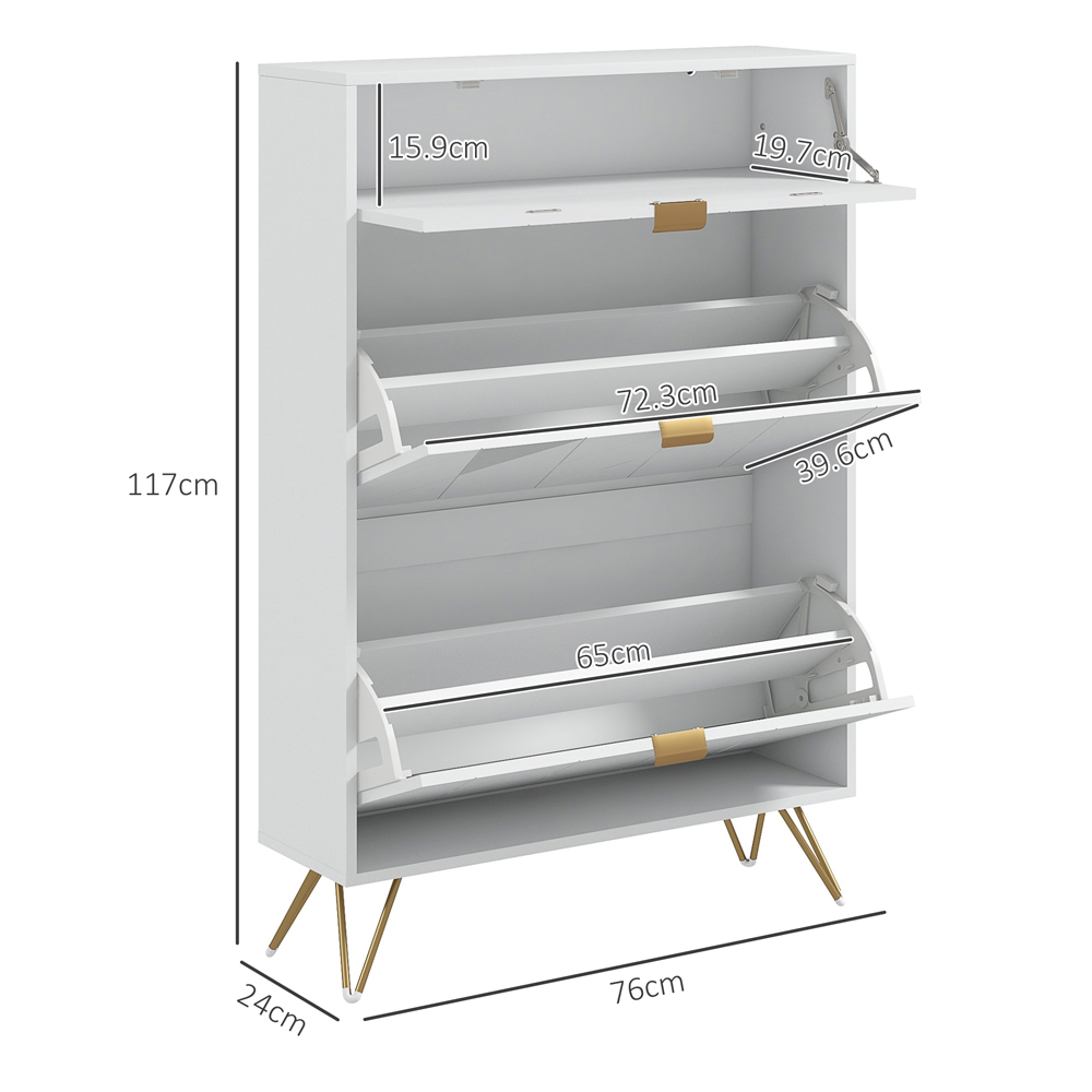 Portland 3 Flip Door Shoe Storage Cabinet Image 8