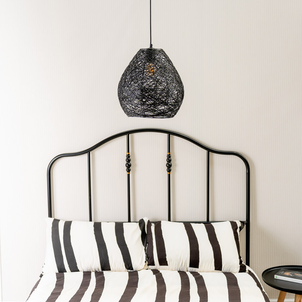 ValueLights Hopper Handmade Black Paper Rope Pendant Light Lamp Shade Image 2