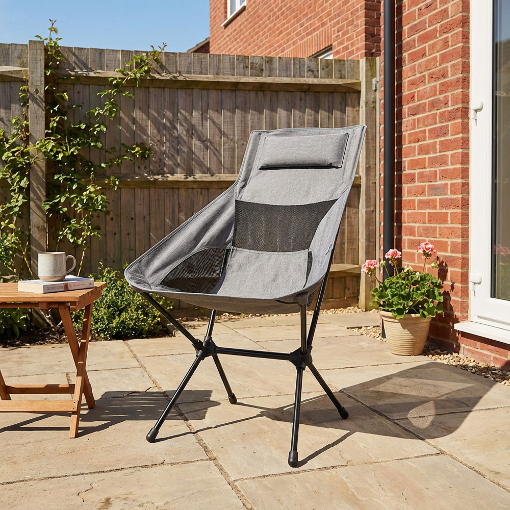 Active Sport High Back Camping Chair Grey and Black Image 3