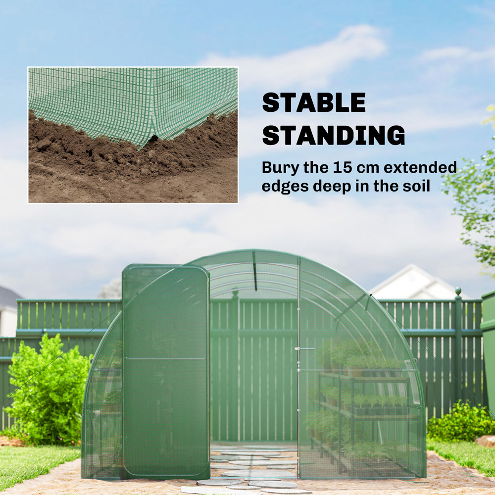 Outsunny Green Polytunnel 3 x 4m Walk-In Greenhouse with 8 Windows Image 8