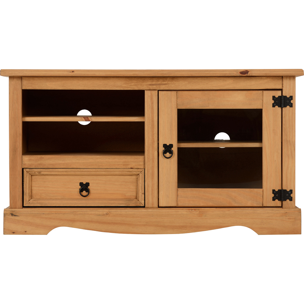 Seconique Corona Single Door Single Drawer Distressed Pine Entertainment TV Unit Image 3