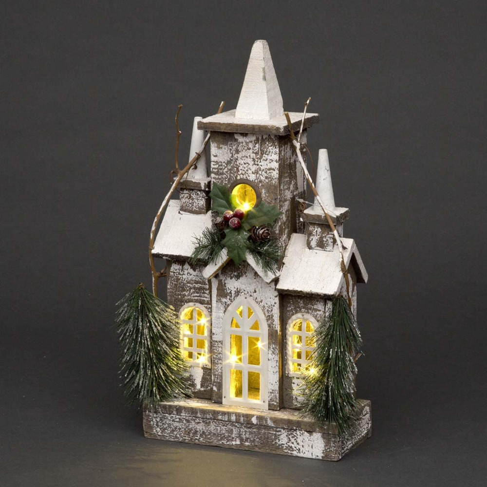 Shatchi LED Wooden House Tabletop Christmas Decoration Image 2