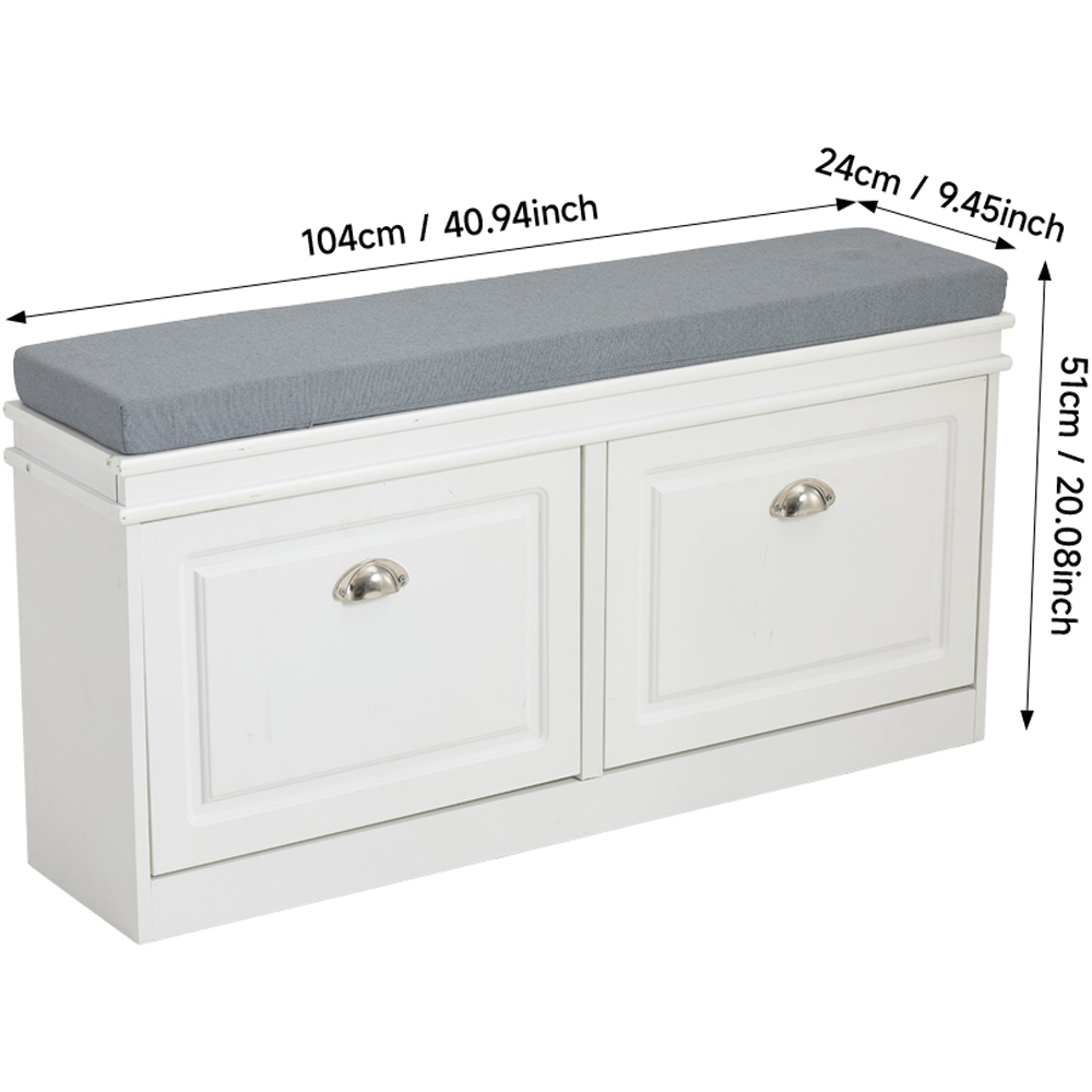 Living and Home 2 Shelf White and Grey Shoe Storage Bench Image 9