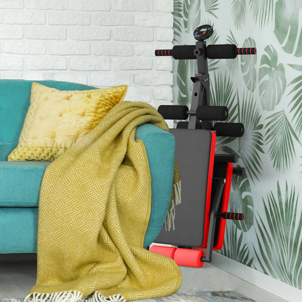 Costway Red Adjustable Multi Workout Bench with LCD Image 3
