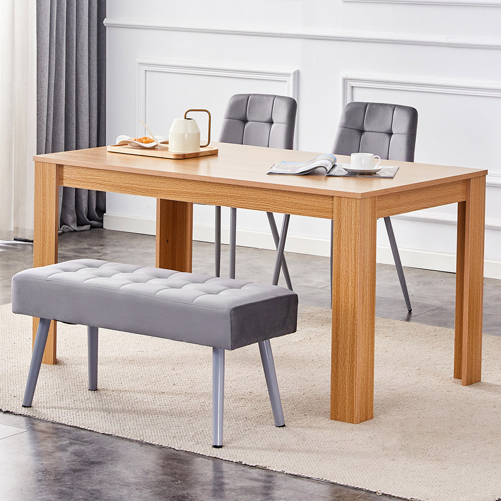 Kosy Koala 4 Seater Dining Set with Bench Oak Effect and Grey Velvet Image 1