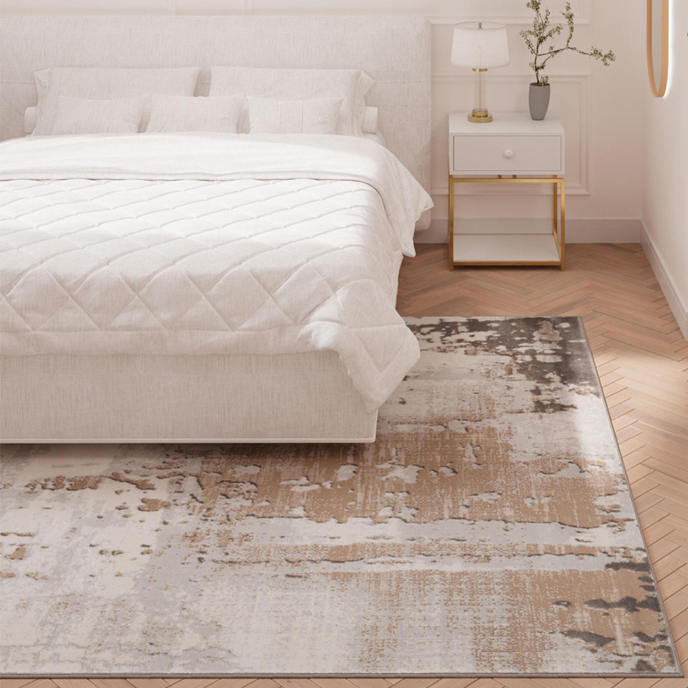 Kukoon Hatton Grace Beige Distressed Rug 60 x 110cm Image 1