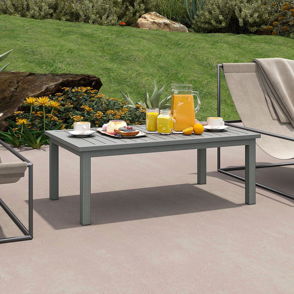 Outsunny Grey Wood Grain Effect Garden Coffee Table Image 6
