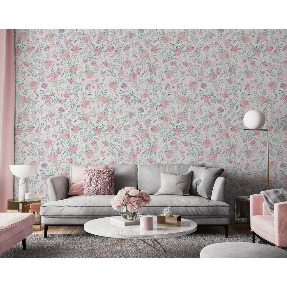 Bobbi Beck Eco Luxury Watercolour Rose Pink Wallpaper Image 2