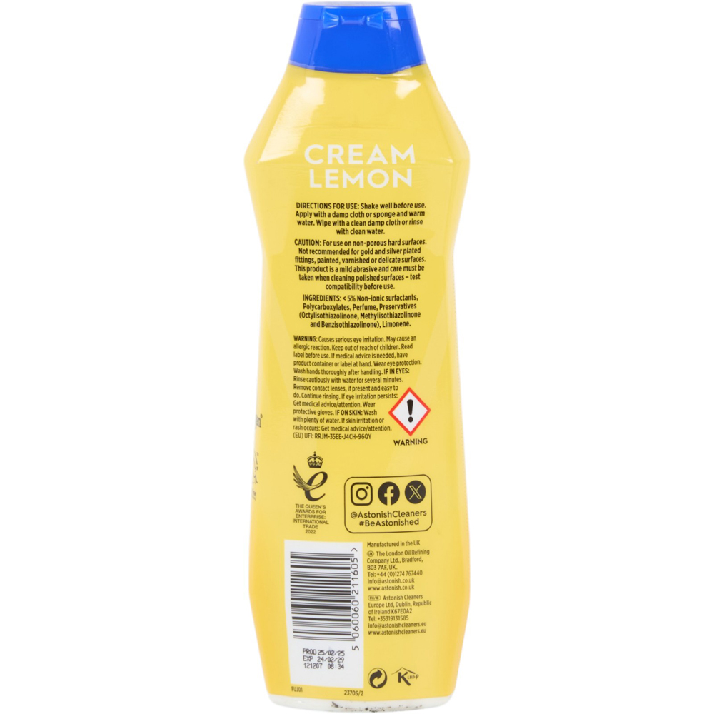 Astonish Lemon Fresh Cream Multi Purpose Cleaner 500ml Image 2
