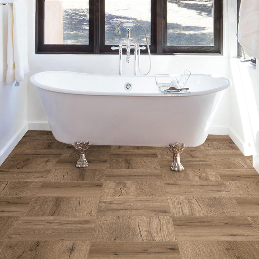 Floorpops Pickling Brown Peel and Stick Floor Tile 30.48 x 30.48cm 10 Pack Image 1