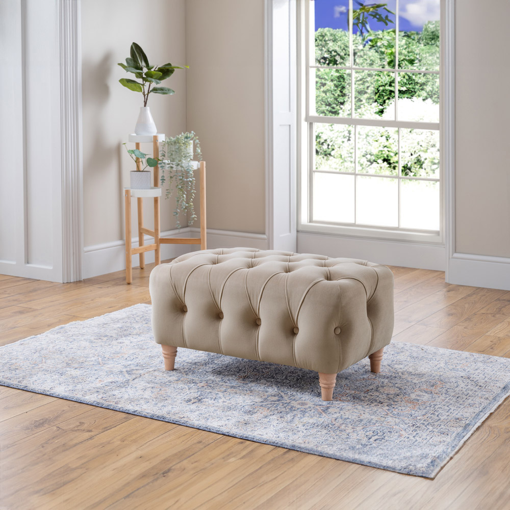 Putty Velvet Footstool Image 4