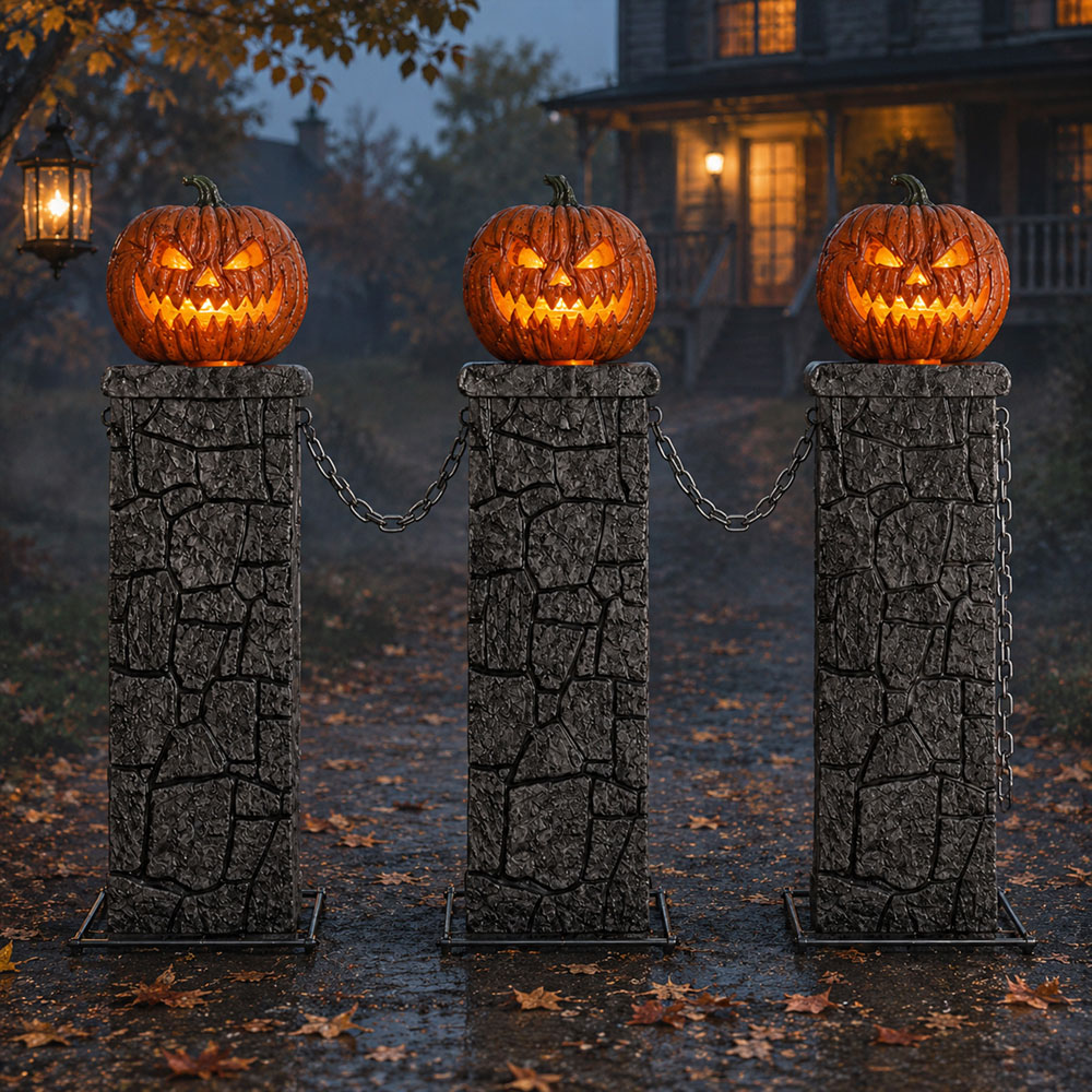 Samuel Alexander Battery Powered LED Light-Up Halloween Pumpkin Fence 97cm x 1.2m Image 8