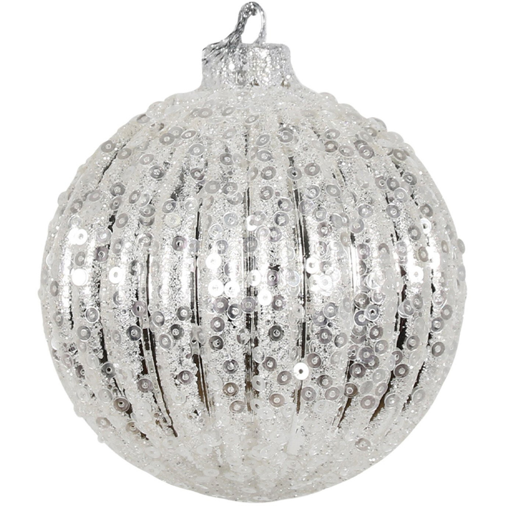 Single Frosted Fairytale Silver Ridged Bauble in Assorted styles Image 2