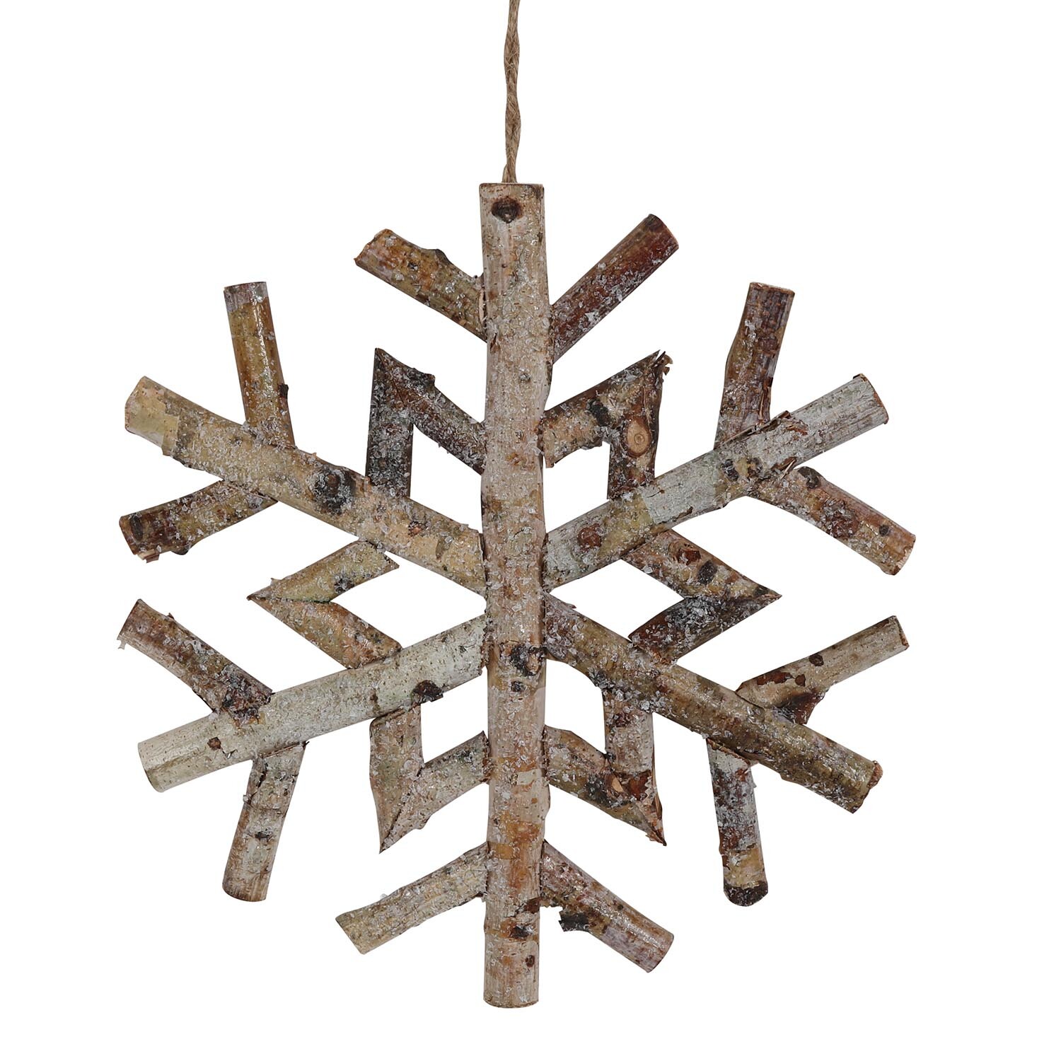 Alpine Lodge Frosted Wood Snowflake Hanging Ornament Image
