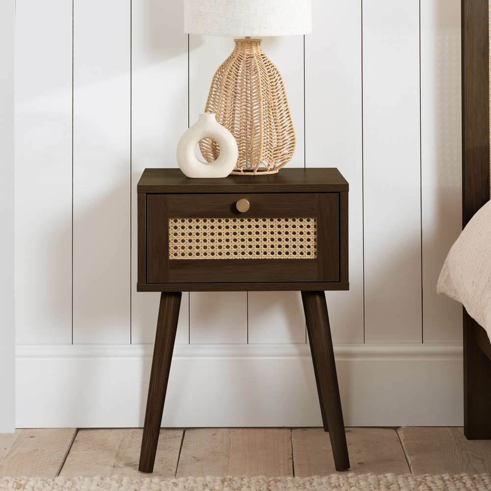 Croxley Single Drawer Rattan Bedside Table Image 6