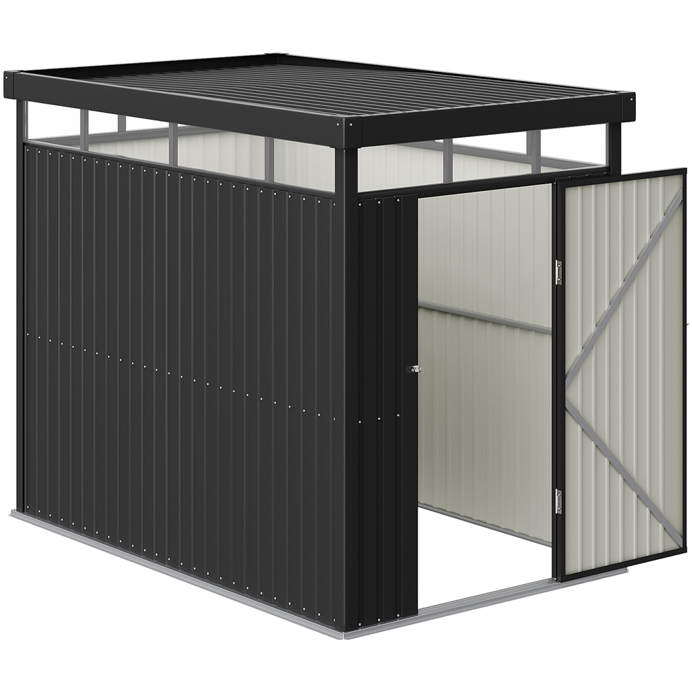 Living and Home 5 x 8ft Anthracite Metal Pent Garden Storage Shed Image 3