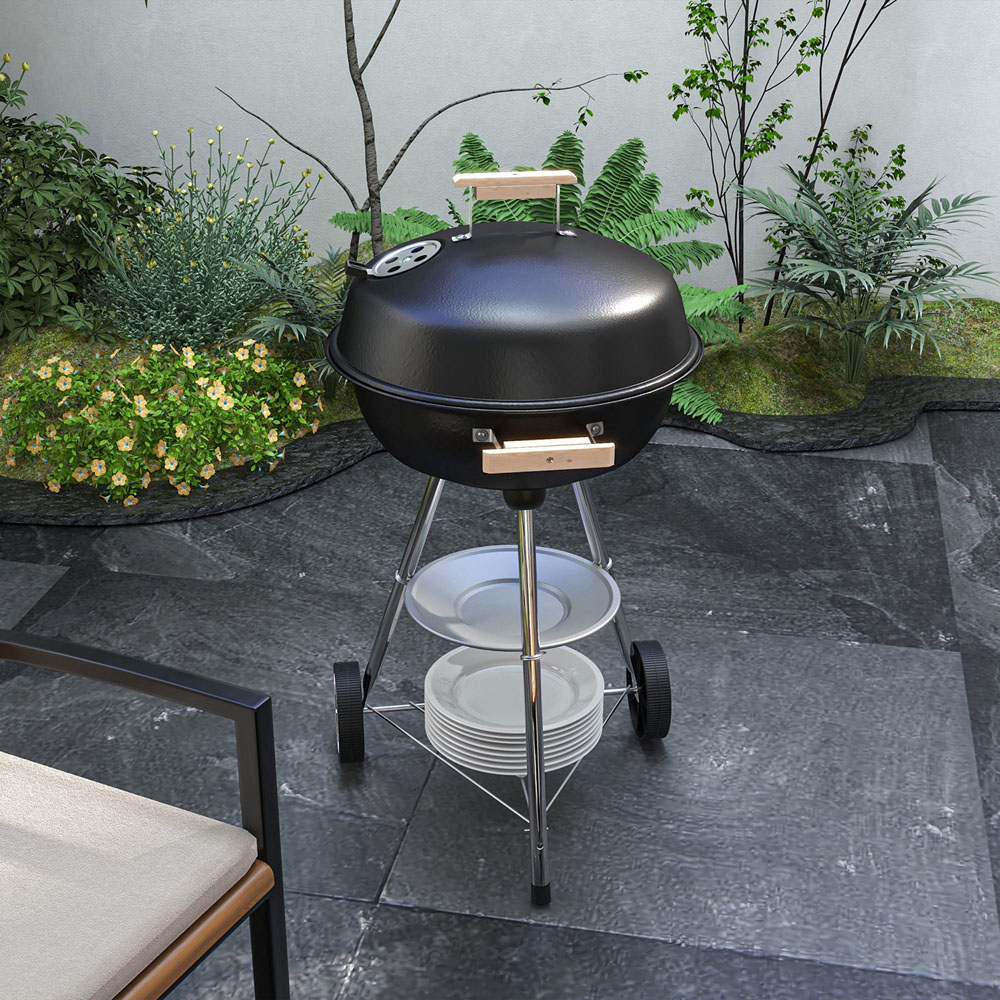 Outsunny Black Round Portable Kettle Charcoal BBQ Grill Image 2