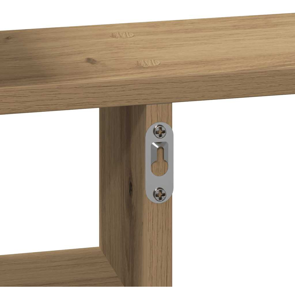 vidaXL 3 Shelf Artisian Oak Wall Shelf Set of 2 Image 8
