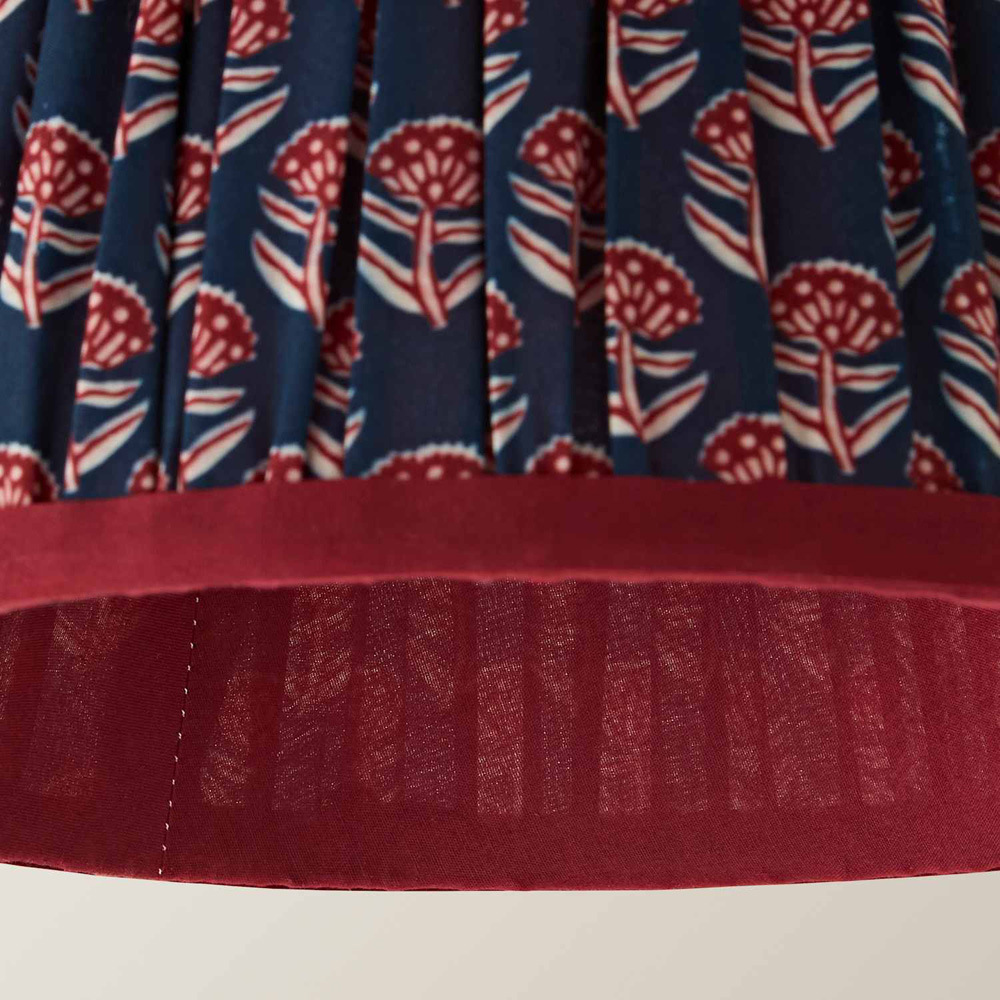ValueLights Cyia Floral Navy Pleat Contrast Trim Ceiling Lamp Shade 28cm Image 4