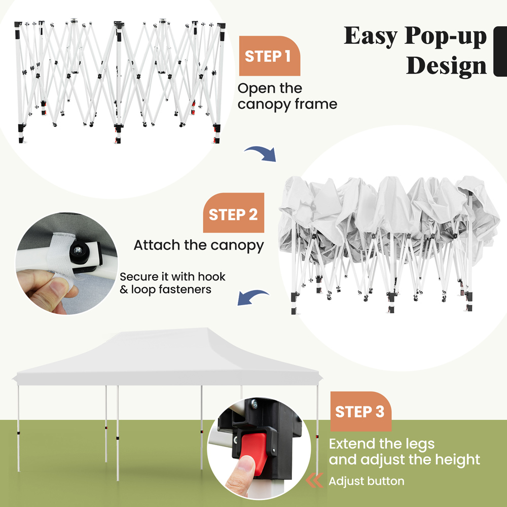 Costway 3 x 6m White Canopy Tent with Carry Bag Image 4