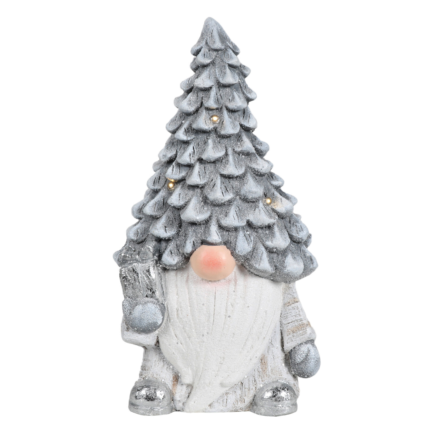 LED Frosted Tree Gonk with Present - Grey Image 1