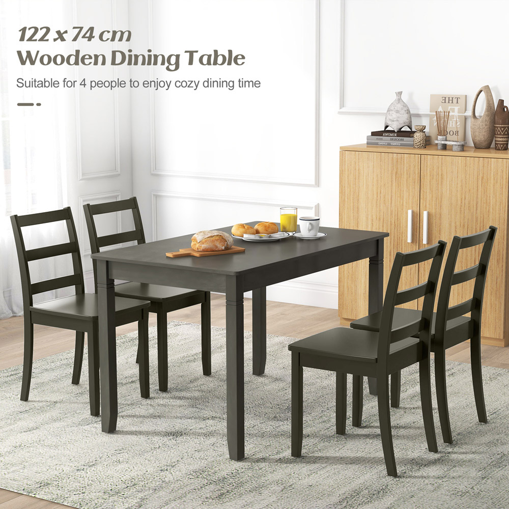 Costway 4 Seater Wooden Rectangular Dining Table Grey Image 7