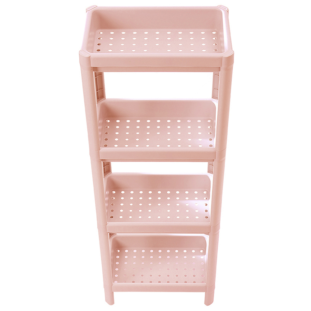 H&O Direct 4 Shelf Pink Plastic Storage Rack with Drainage Holes Image 4