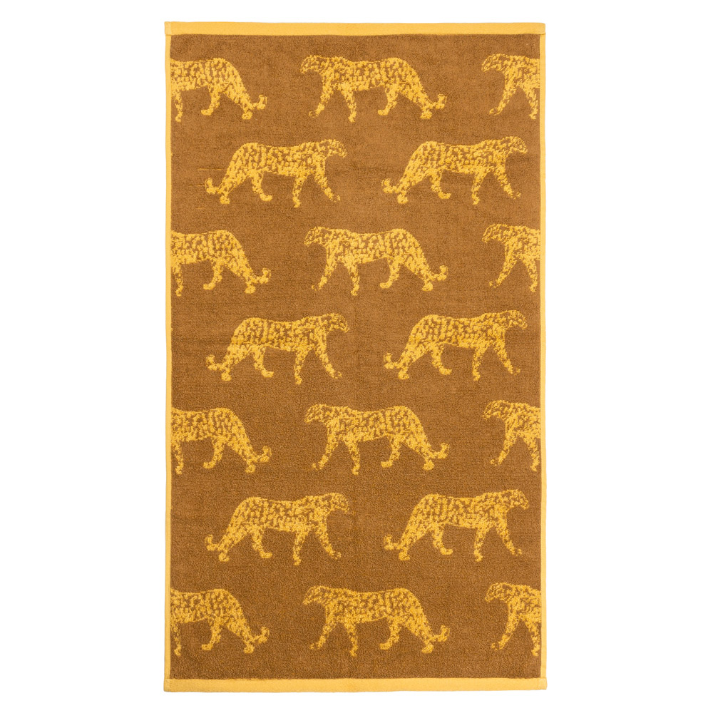 furn. Leopard Cotton Jacquard Gold Hand Towel Image 3