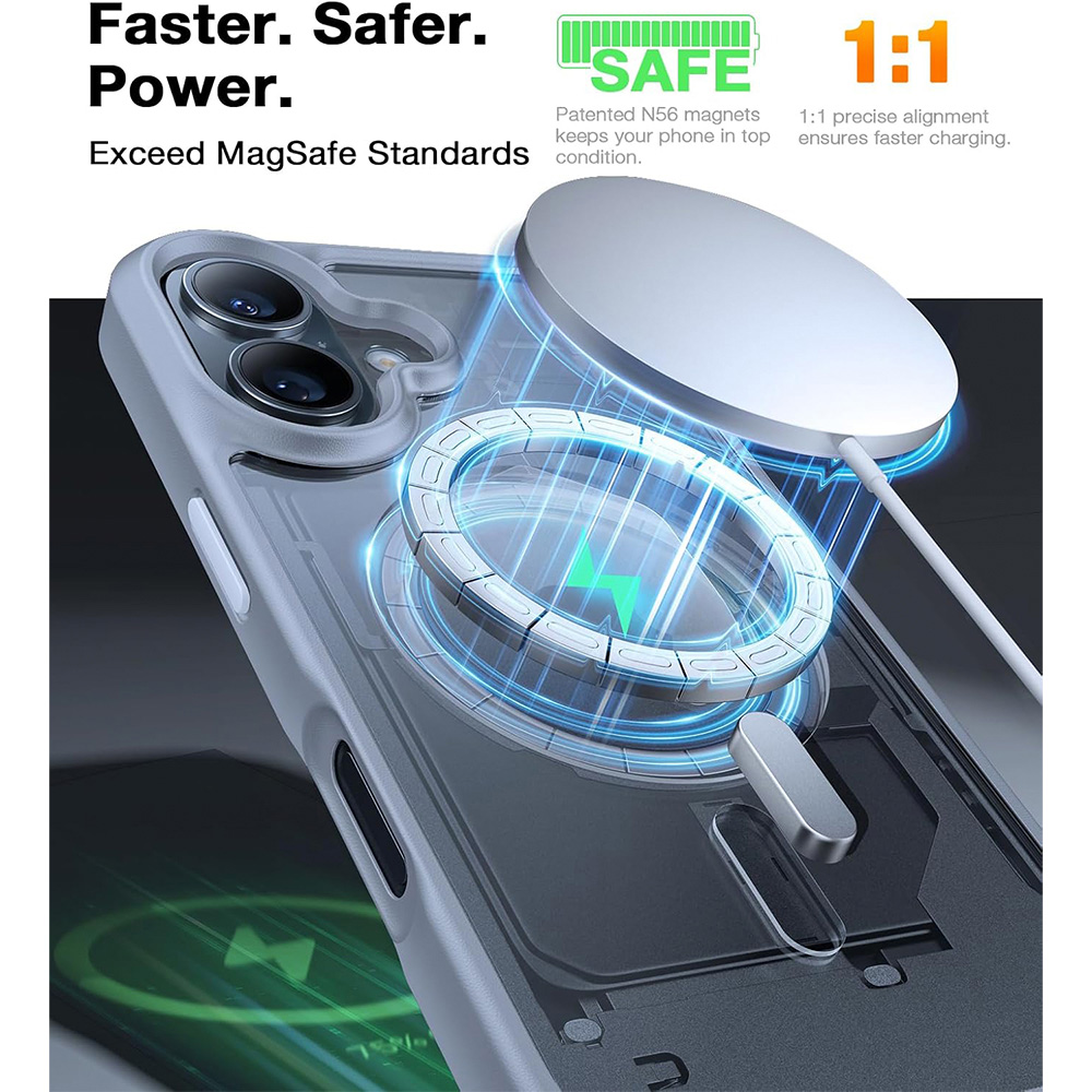 Torras Guardian Titanium Grey iPhone 16 Magnetic Phone Case Image 2