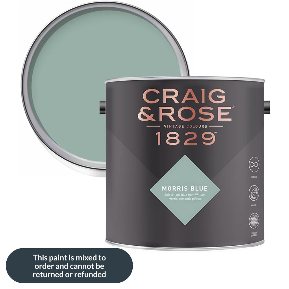 Craig & Rose Kitchen and Bathroom Morris Blue Eggshell Paint 2.5L Image 1