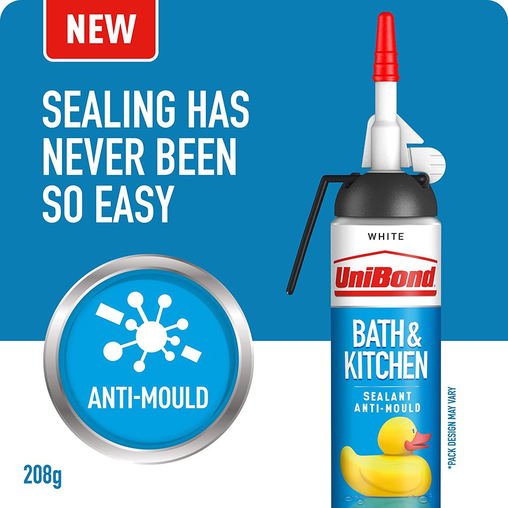 UniBond White Mould Resistant Bath and Kitchen Silicone Sealant 208g 2 Pack Image 7