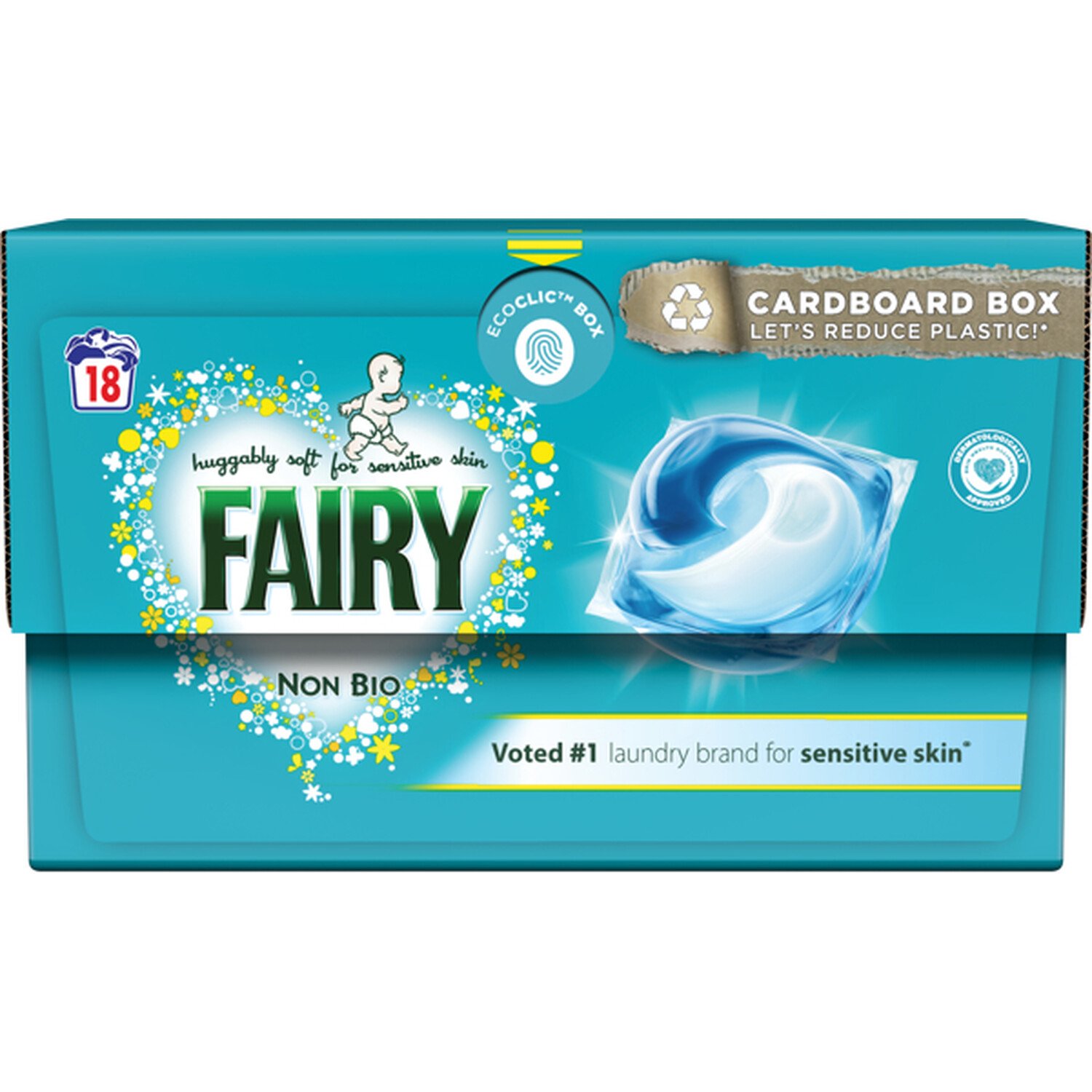 Fairy Non Bio Sensitive Skin Laundry Pods 18 Washes Image